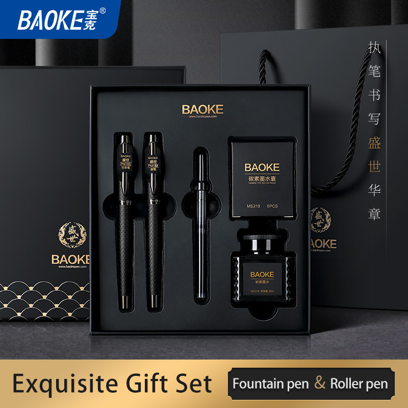 

BAOKE Fountain Pen Gift Set Nib Iridium Isi ulang dan tinta hitam Set Hadiah Bisnis T19