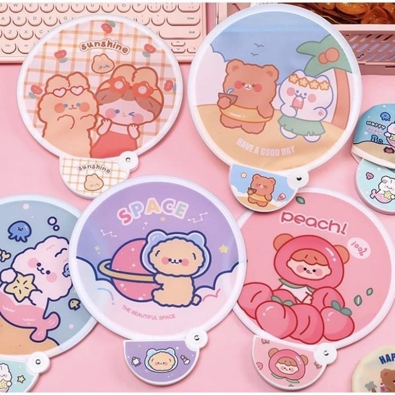 KIPAS LIPAT MINI / KIPAS TRAVELING / KIPAS BULAT KARAKTER / KIPAS LIPAT BULAT MINI