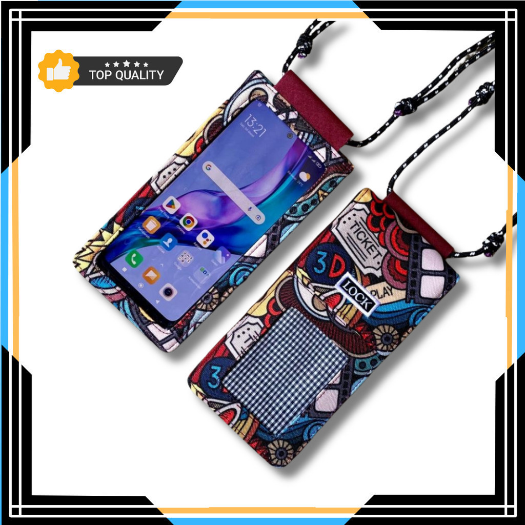 Tas Dompet HP Dompet Handphone ID Card Holder Hanging Phone Wallet Kalung Gantung Leher Multifungsi 