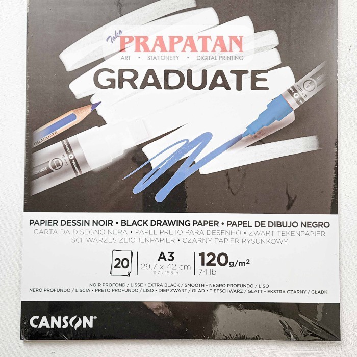 

DS99 GRADUATE Canson Drawing Pad A3 | Mix Media | Watercolor | Sketch - BLACK DRAWING