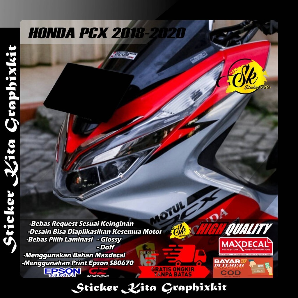 449 DECAL STICKER FULL BODY MOTOR HONDA PCX 150 2018-2020 SIMPEL MOTIF BARRACUDA FREE COSTUM