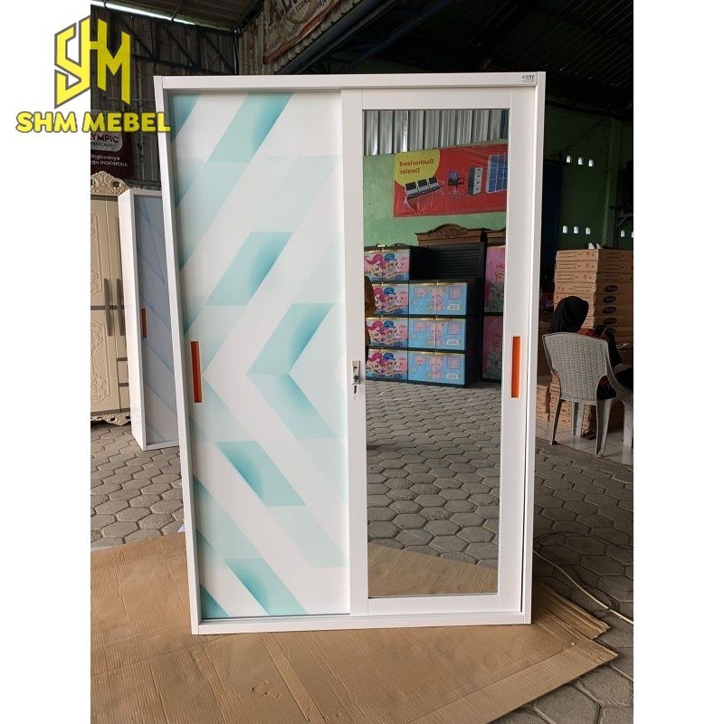MURAH Lemari besi sliding 2 pintu Jumbo / Lemari besi importa / Lemari pakaian sliding Minimalis
