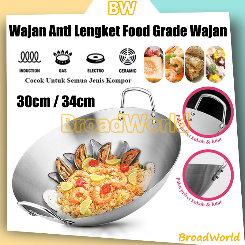 penggorengan wajan/Wajan Penggorengan Tebal Full Stainless Steel /wajan stainless anti lengket/Wajan