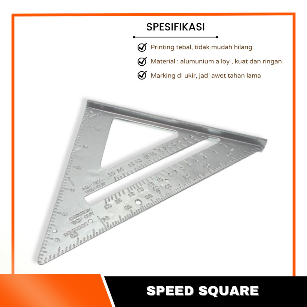 

Penggaris Siku Speed Square 7 Inch Abu" Sudut Triangle Penggaris Speed Square 7 Inch Silver Penggaris Segitiga Sudut Siku Geser Material Almini Garisan Tukang Kayu Pertukangan