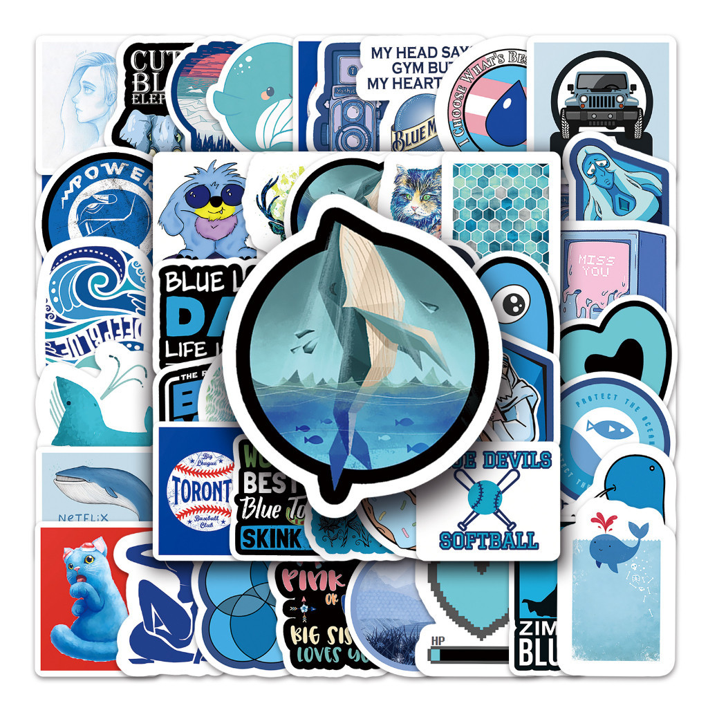 

Stiker Pack vinyl isi 50 - 100 pcs | anti air varian BLUE SERIES | glossy matte | laptop helm tumbl koper