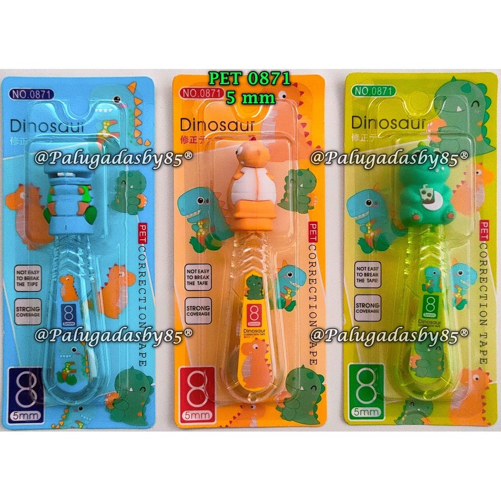 

(1 Biji) Correction Tape PET 0871 Kepala Dino (5 mm) / Correction Tape Pita Koreksi PET 0871