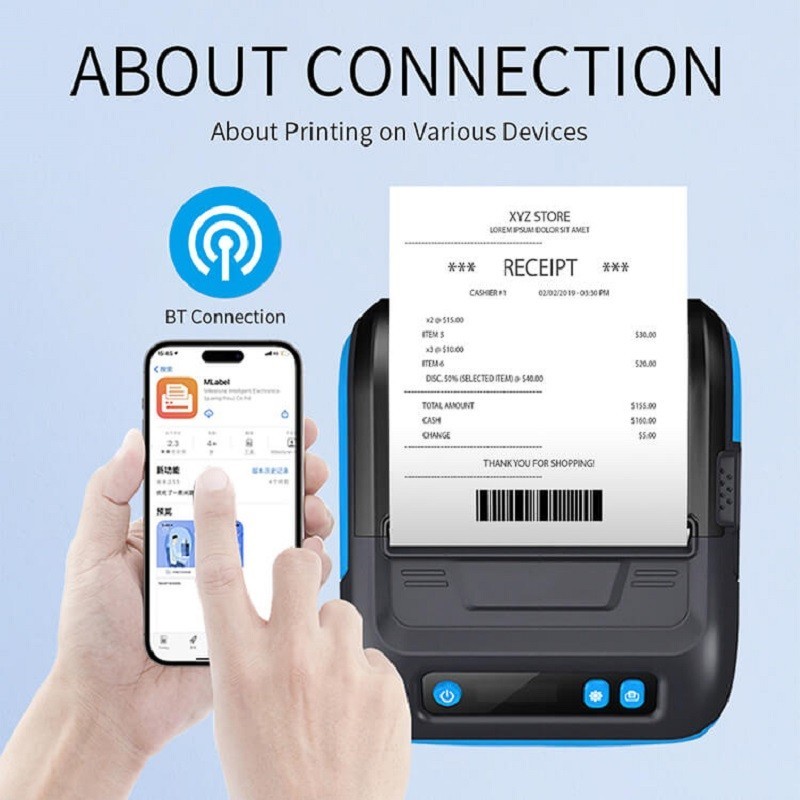 

MHT-Mini Handheld Portable Bluetooth Wireless 80mm Mini Thermal Mobile Pocket Thermal Receipt Printer Bluetoot принтер Nimbot