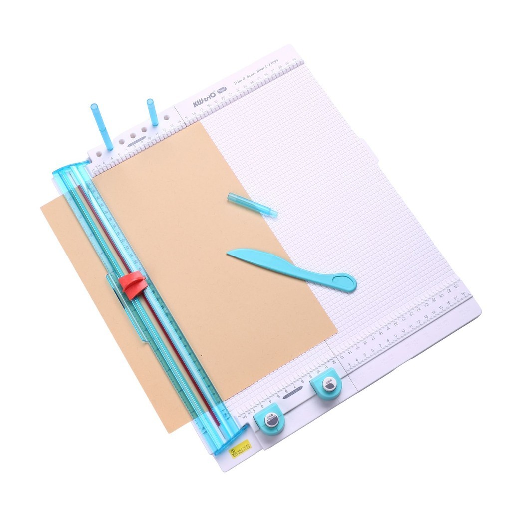 

KW-trio 13095 Paper Trimmer Scoring Board 7 in 1 Craft Paper Cutter Blades Scoring Tool with Paper Folding for Making Photo