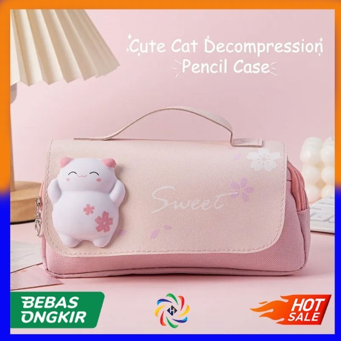 

Tempat Kotak Pensil Anak Sekolah Squishy Cute Cat Pencil Case