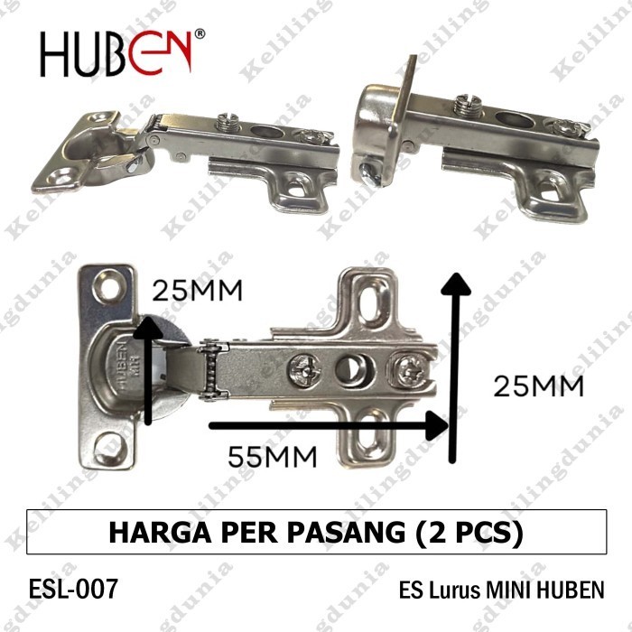 Engsel Sendok Pintu Lemari MINI LURUS / 1/2 / FULL BUNGKUK Biasa Huben