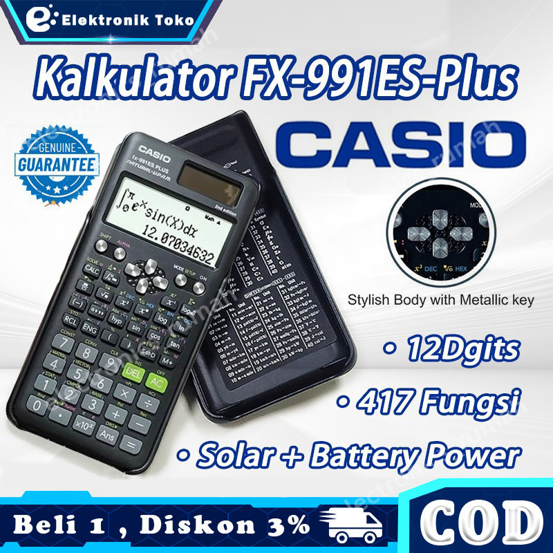 

Kalkulator Scientific Casio ilmiah FX-991EX/991ES-Plus Calculator Scientific Casio Kalkulator Casio Scientific 417 Fungsi/Dua Sumber Tenaga Baterai Dan Tenaga Matahari/40 Konstanta Rumus