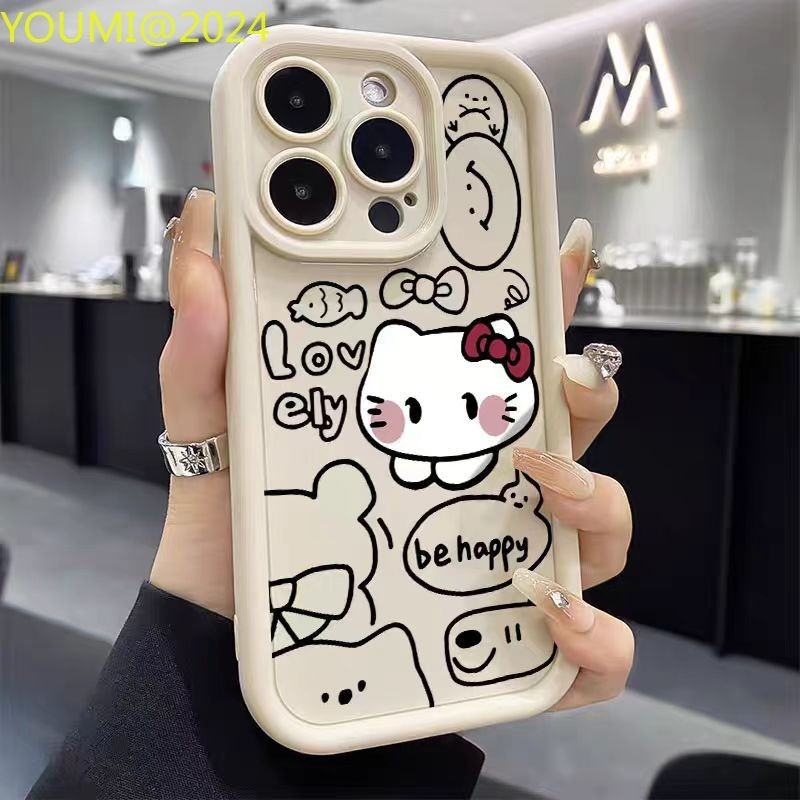 Black Line Kitty Suitable for Infinix Hot 9 10 11 10 Lite 30i 20S 12 Play Phone Case Smart 5 6 7 8 R