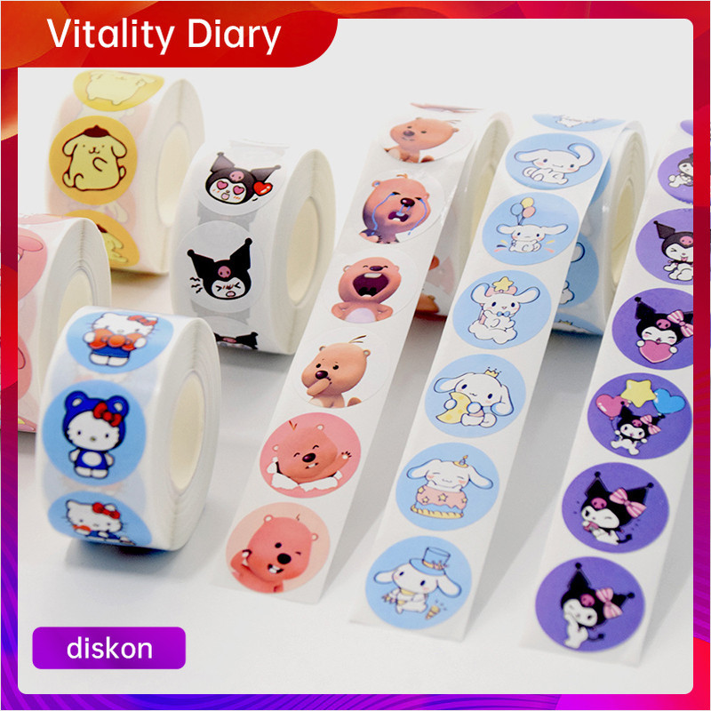 

【COD❤️】Stiker Kartun Sanrio Stiker Penyegel Melodi Kuromi Stiker Bulat Lucu VDY