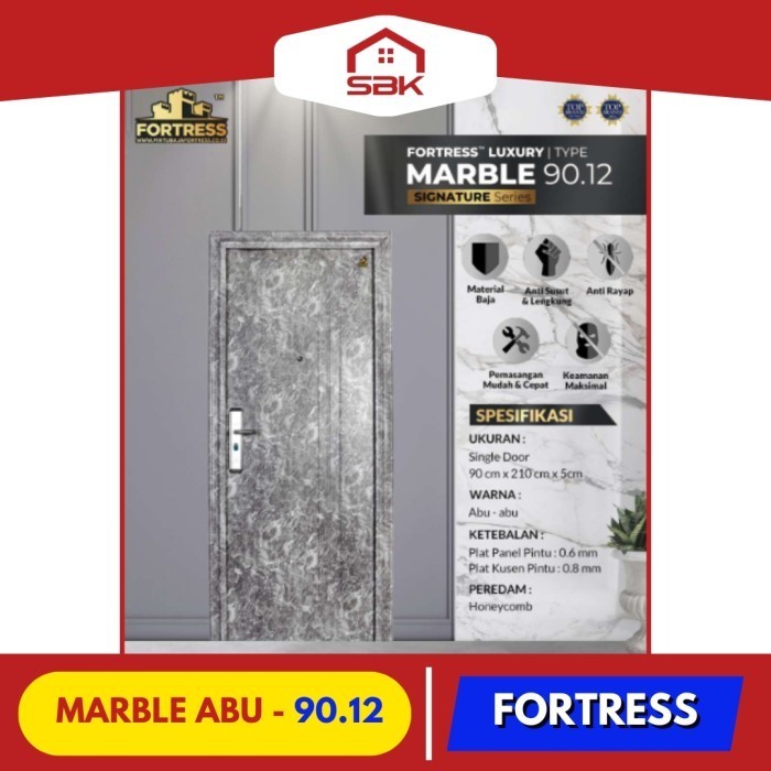Pintu Kamar Pintu Utama Baja 90x210 Fortress 90.12 Marble