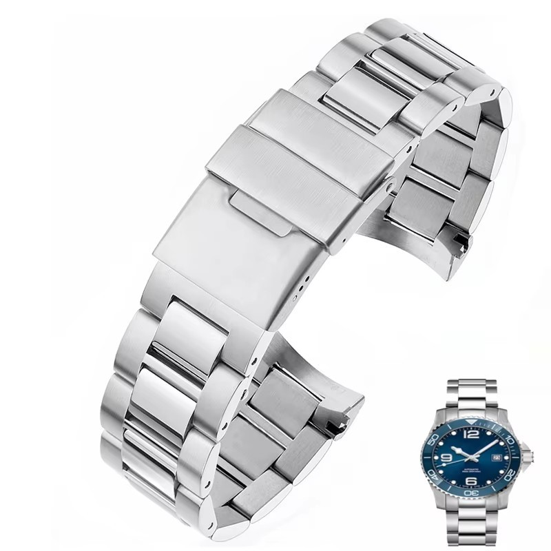 21mm Curved End Stainless steel Watch Strap for Longines master Conquest HydroConquest L3.642.4 L3.7