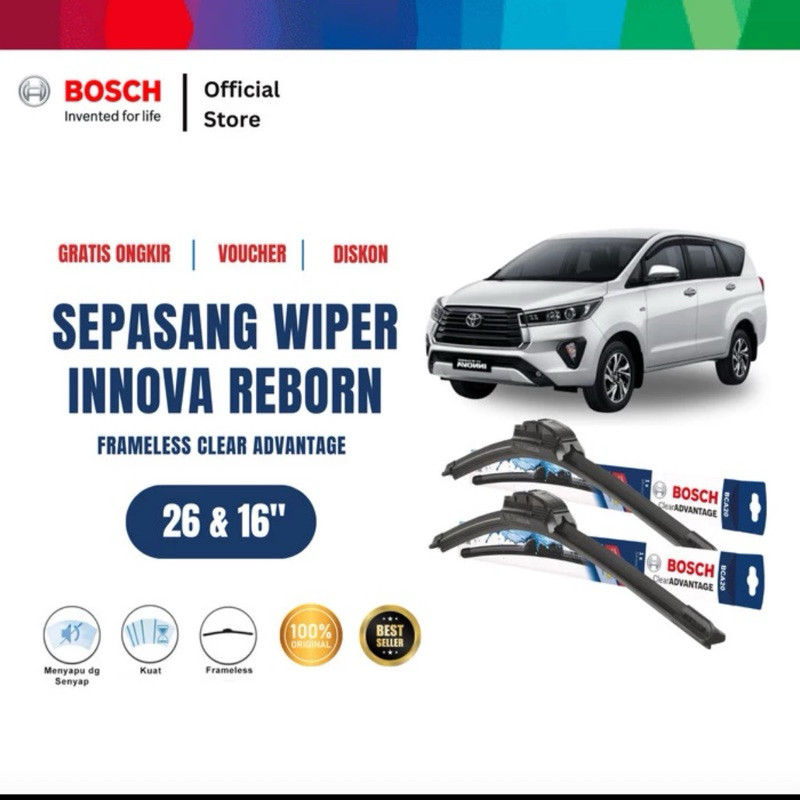 Wiper depan frameless Bosch Innova Reborn