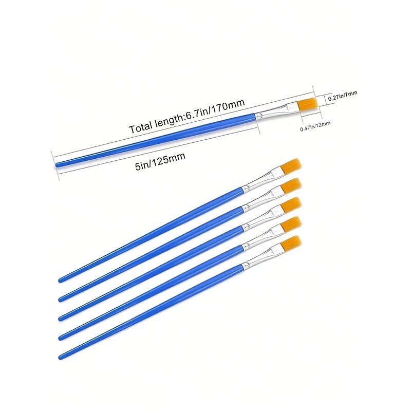 

Ready Stock50pcs Kuas Lukis Akrilik / Flat Tip Sikat Runcing Sikat Kuas Lukis Set / Nilon Cat Air