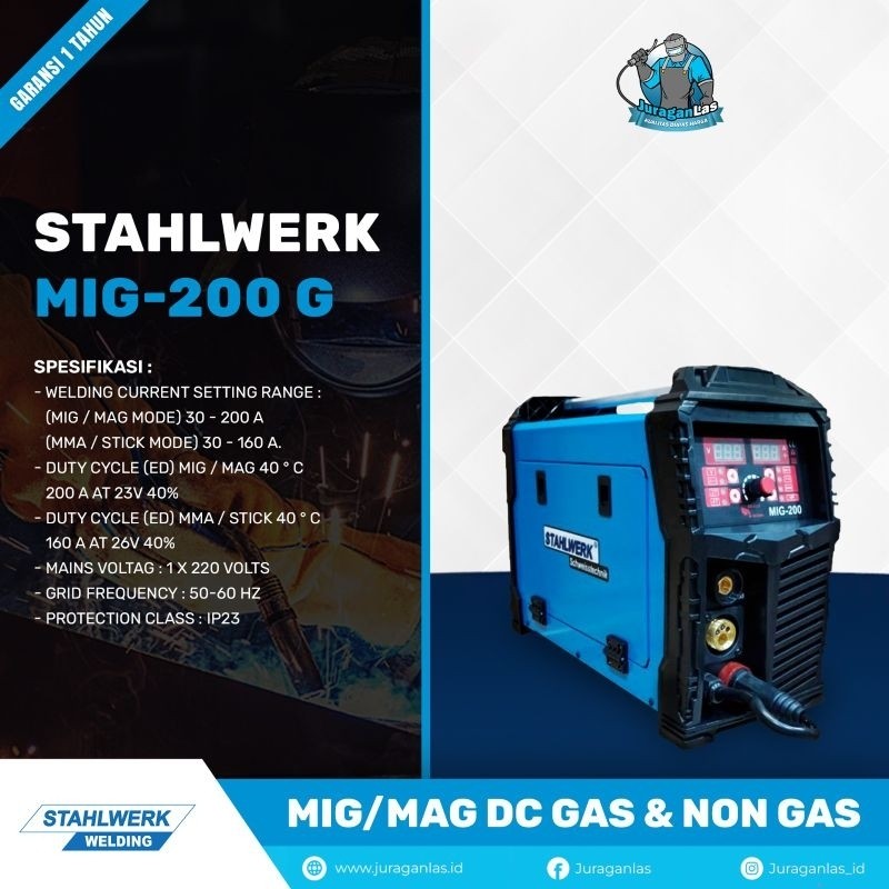 Mesin Las MIG 200G Stahlwerk DC MIG Welding Mesin Las Co2 MIG Gas & Non Gas