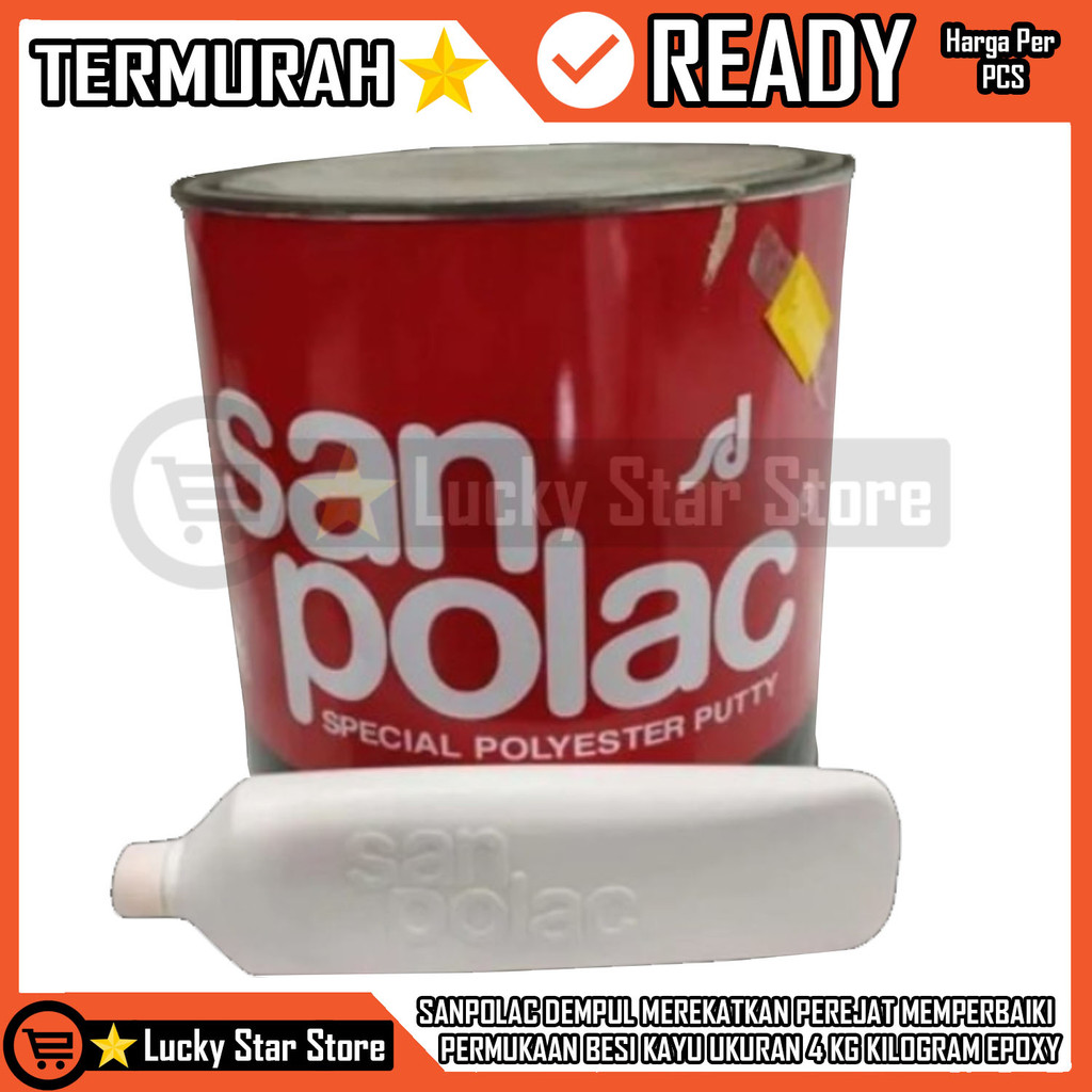 Sanpolac Dempul Epoxy Berat 4 Kg San Polac Galon Merah Resin Besi Kayu Kilogram Empat Pelapis Tembok