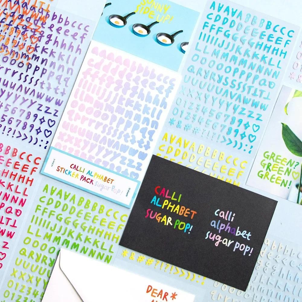

10pcs Gradient Colored Alphabet Numbers Decorative Stickers Material Sticker Scrapbooking Label Diary Cup Phone Journal Planner