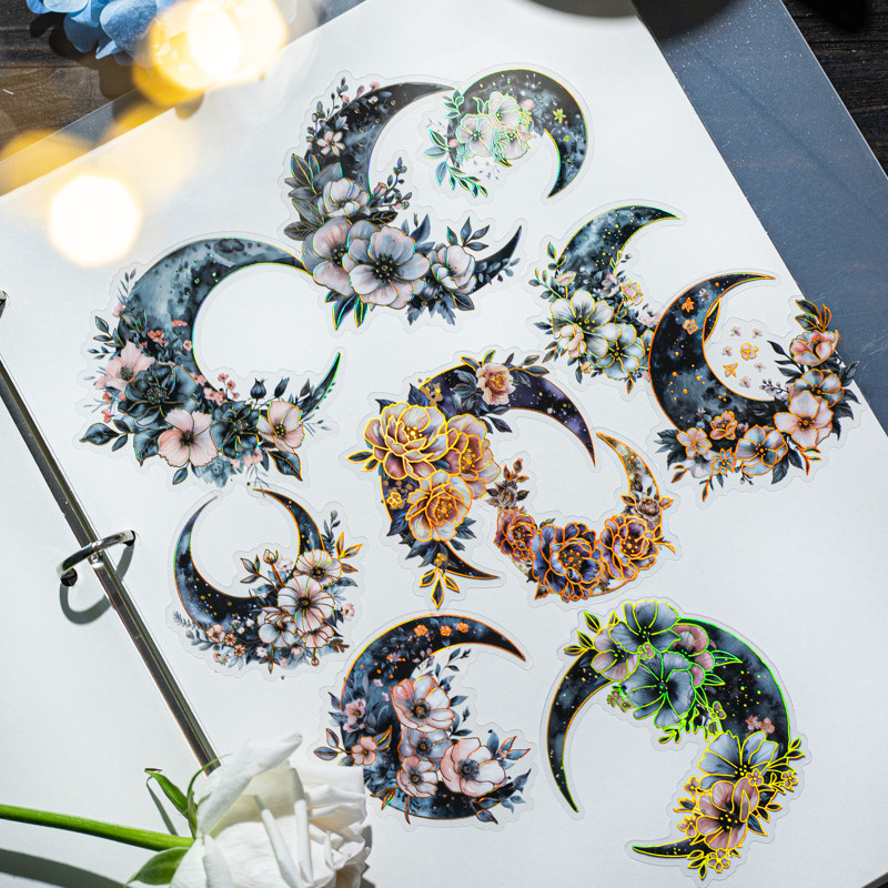 

20pcs Cartoon Flowers Moon theme Stickers pack INS Beautiful Stationery Sticker Aesthetic Decorative Diary Scrapbooking Material