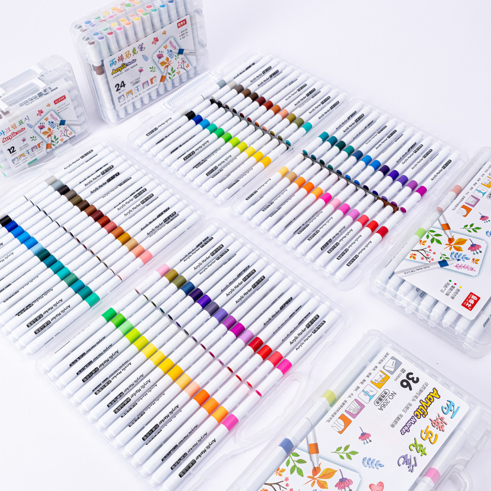 

Color Painting Acrylic Marker Pen set Roun Headed Art for Kids Drawing 12/24/36/48 /60Colors Works on Wood Stone Fabric Glass
