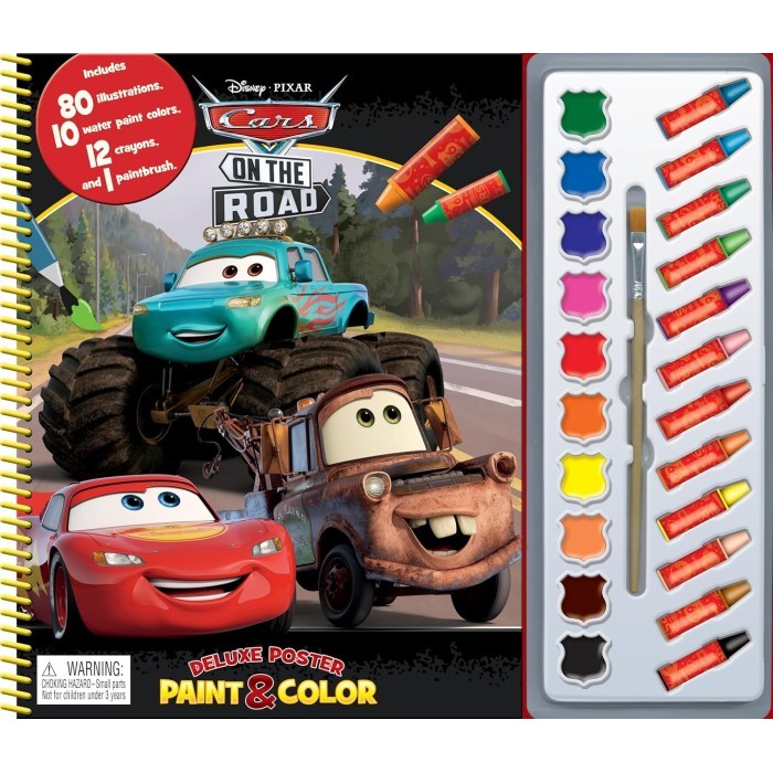 

Paint & Color: Cars On Road (Coloring Book for kids, 80 illustrations, 10 watercolor paints, 12 crayons, 1 paint brush (Deluxe Poster and Paint))