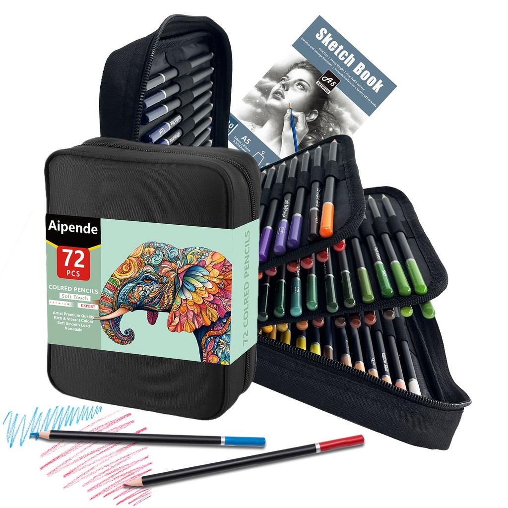 

72Colored Pencils for Adult Coloring Books|Coloring Pencils,Sketch Pad,SoftCore Color Pencil,Oil Based,Professional Art Supplies