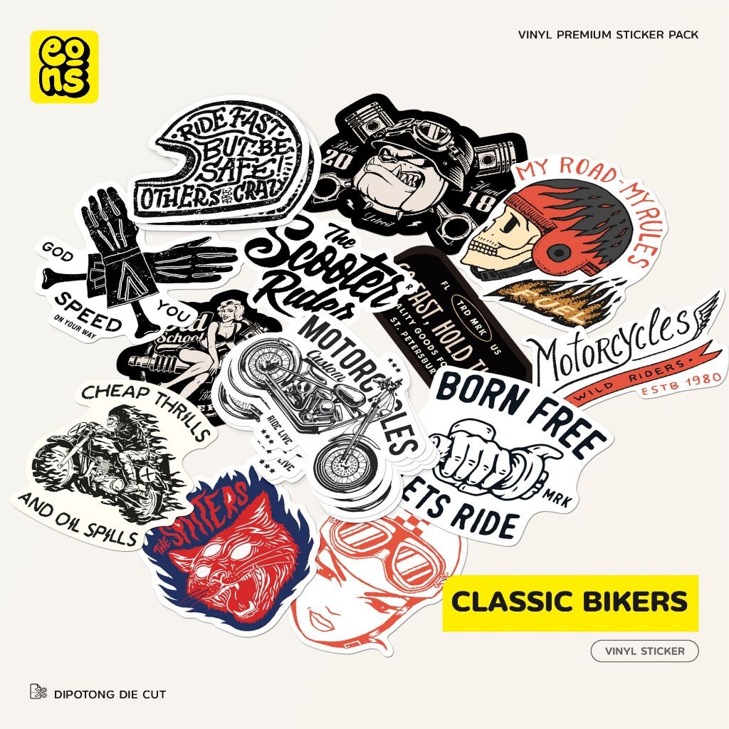 

Stiker Classic Bikers Bahan Vinyl Waterproof Doff - Stiker Laptop Diary Notebook Journal Koper, Sticker Motor