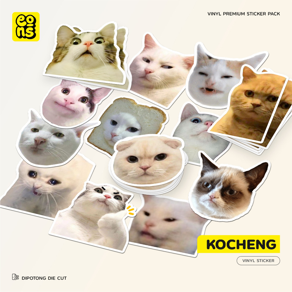 

Stiker Printing Kucing/Cute Cate Aesthetic Vinyl Waterproof Dekorasi Laptop Case Phone Tumbler