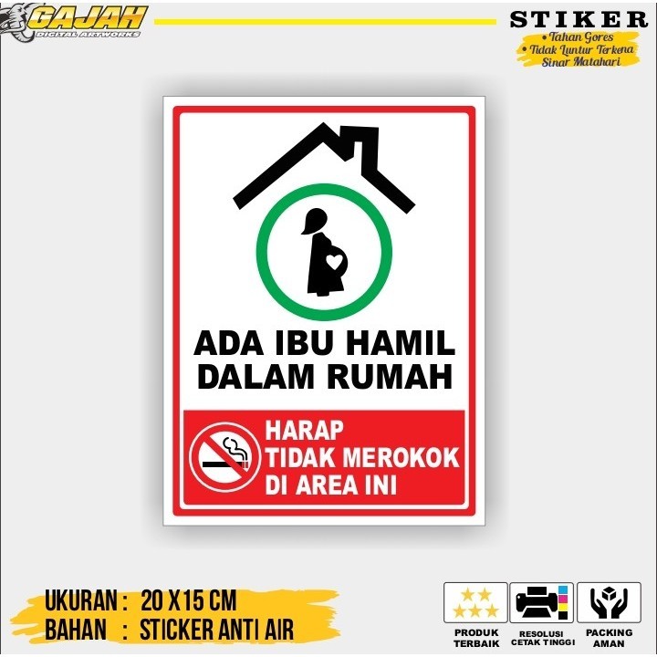 

Sticker Sign Ada Ibu hamil dalam rumah dilarang merokok