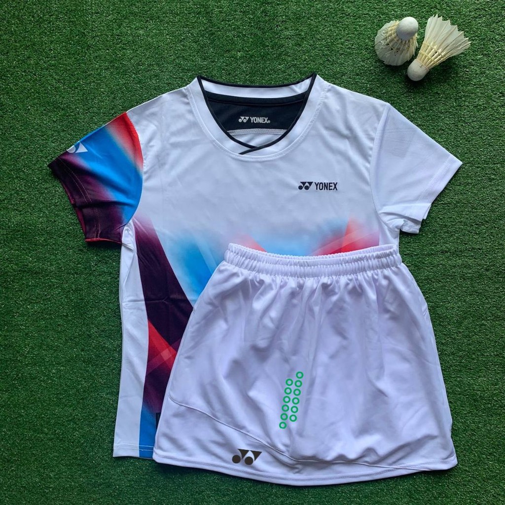 Jersey Baju Badminton Wanita Y2435b WHITE ROK