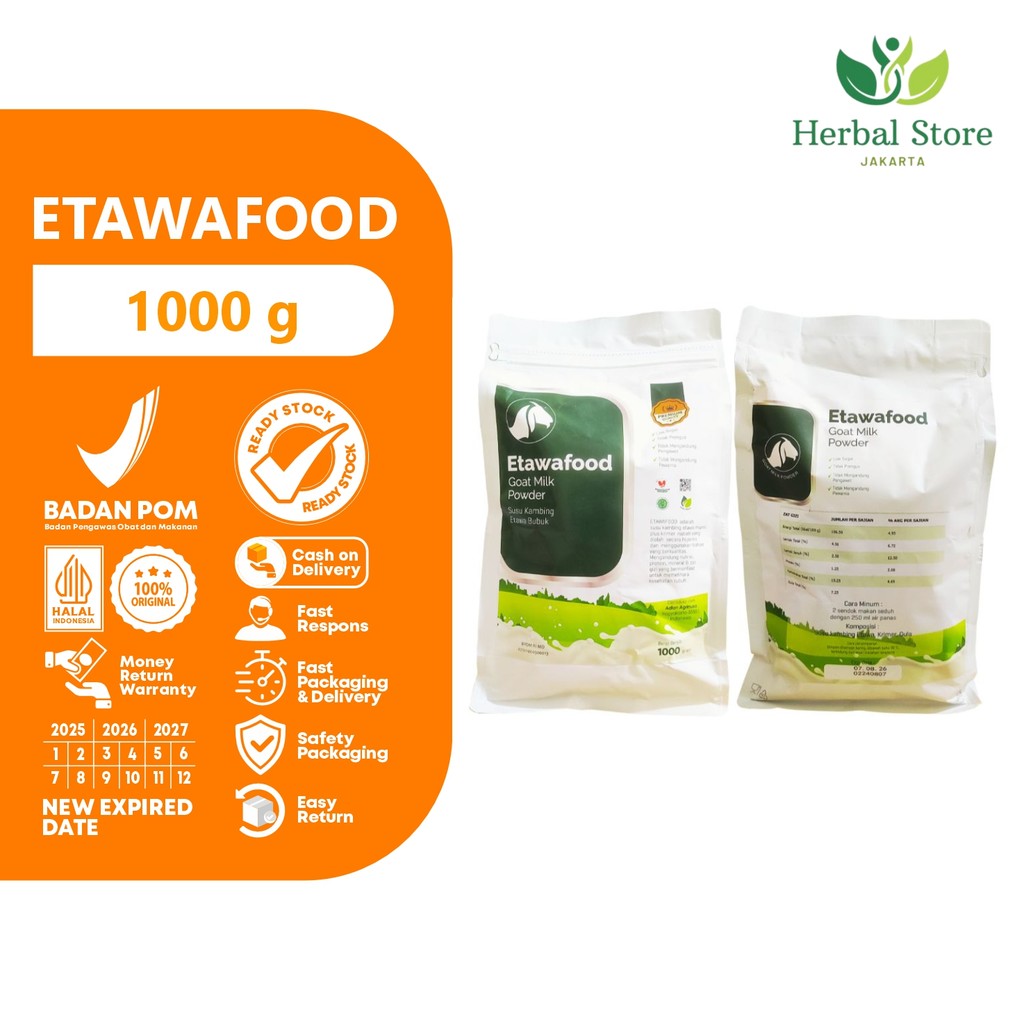 

Etawafood Susu Kambing Etawa Bubuk Asli Original Untuk Masalah Pernapasan dan Sendi 1kg 1000 gr 1000 gram