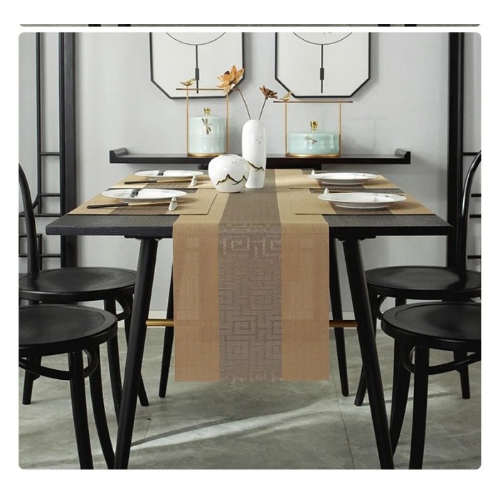 Taplak Meja Makan Panjang Mix Color / Maze Table Runner 2936 - Gold (200cm)