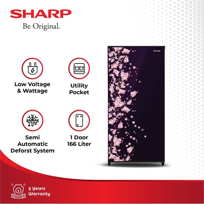 Sharp Kulkas 1 Pintu 166 Liter SJ-N182D-VB / SJN 182 DVB / SJN182 Kirei III Sakura Series