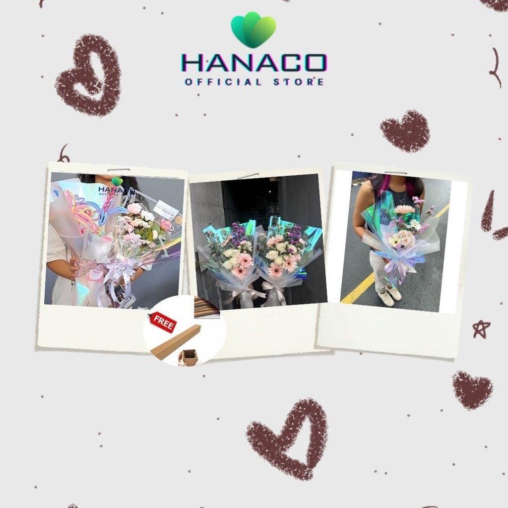 

HANACO - FL35 HOLOGRAM LEMBARAN Plastik OPP holographic rainbow transparent pelangi kertas bunga wrapping paper