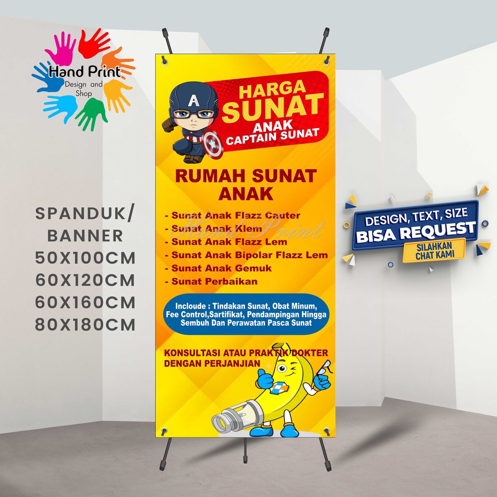 Cetak Spanduk Banner Rumah Sunat Anak MMT Spanduk Custom 60x160