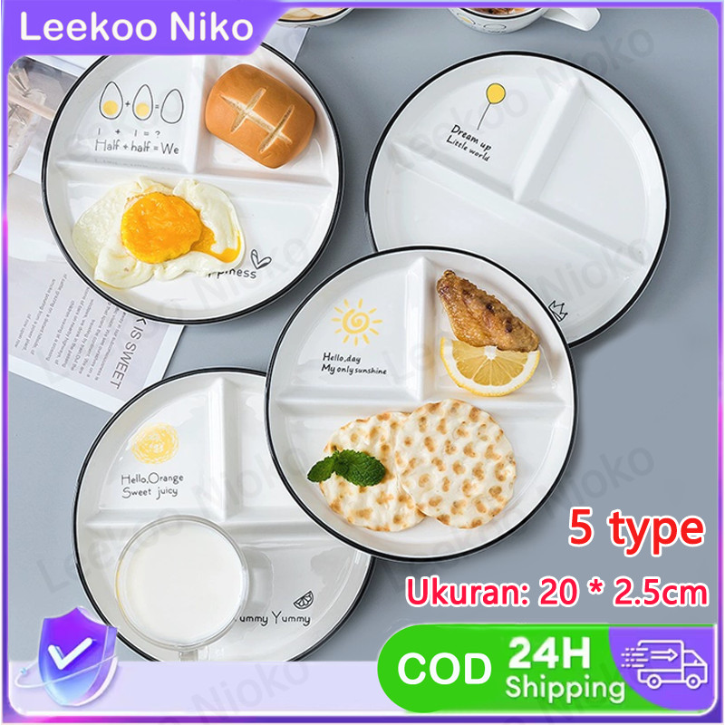 COD】Piring Cantik Piring Keramik Piring Terkotak-kotak Piring Penurun Berat Badan Piring Sarapan