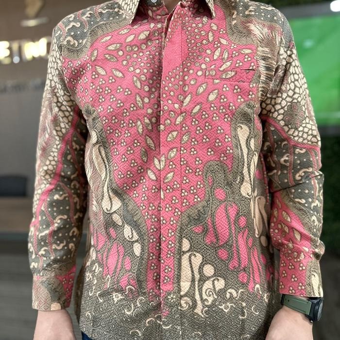 NEW SISIK CREAM PINK batik couple bahan doby semi sutra sudah full lapis furing trycod by aribatik88