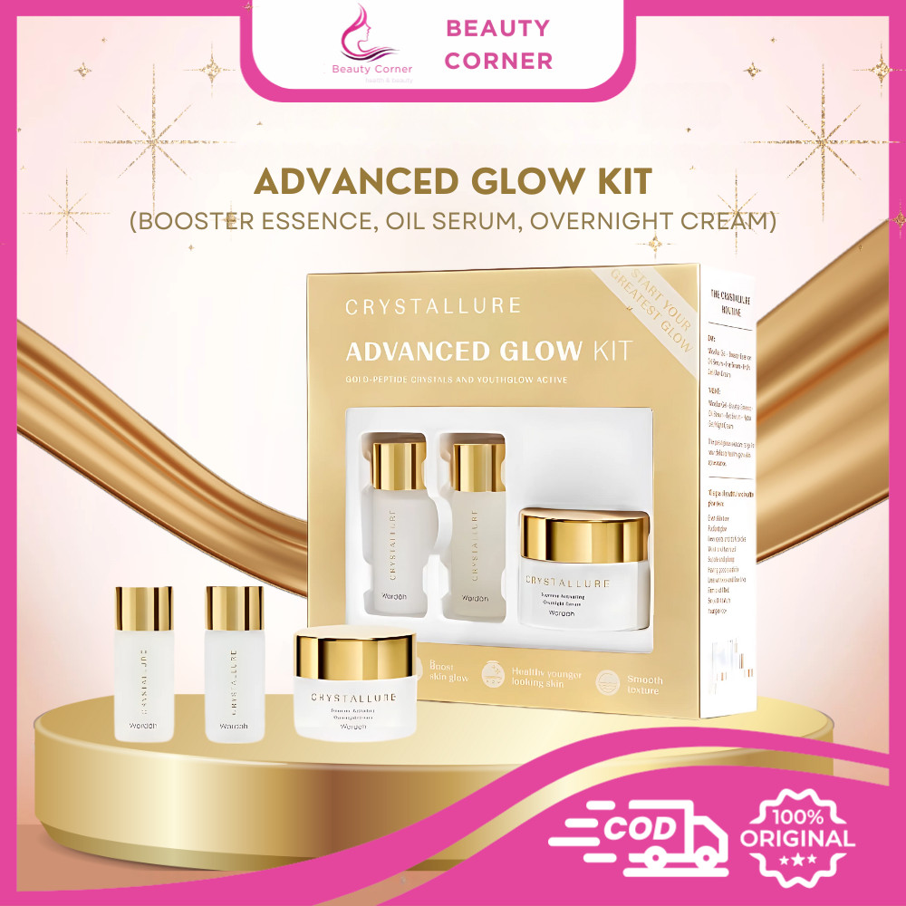 Wardah Crystallure Advance Glow KIt [Booster Essence, Oil Serum, Overnight Cream]