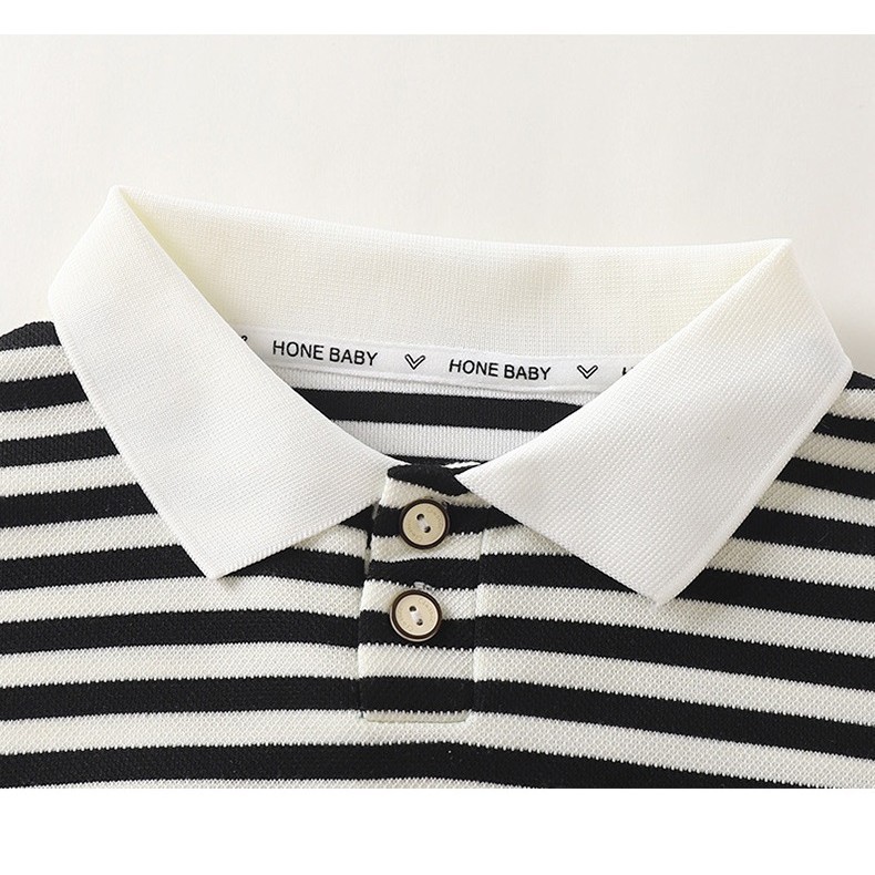 Bergaransi Baju Anak Sweater Laki Laki Perempuan Kerah Kancing Depan Stripe Impor