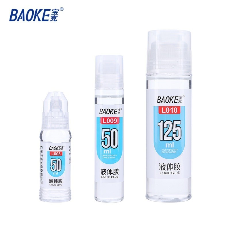 

BAOKE Lem Cair Transparan 50ml/125ml Perlengkapan Sekolah Kantor Tidak Beracun