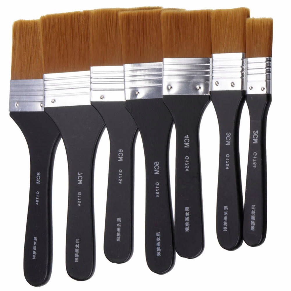 

1pc Flat Tips Artist Brush Nylon Hair Oil Painting Watercolor Paint Art Pen 7 Models