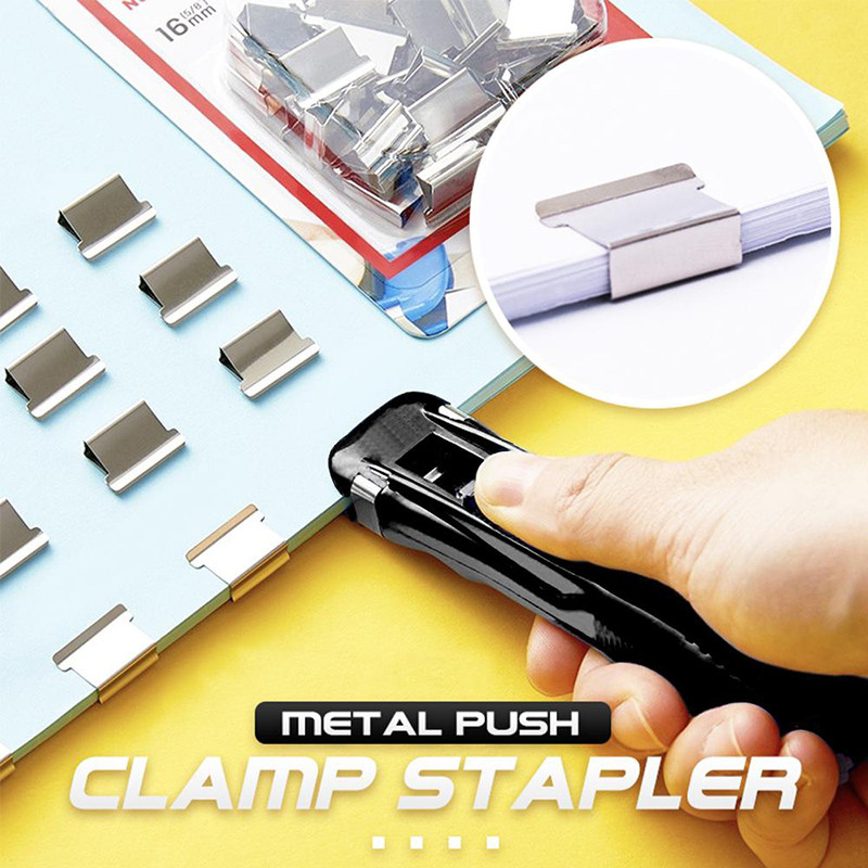 

Stapler Binding Clip Reusable Portable Push Easy To Remove And Will Never Cause Holes Non-slip Stripes On The Side Of The Pusher