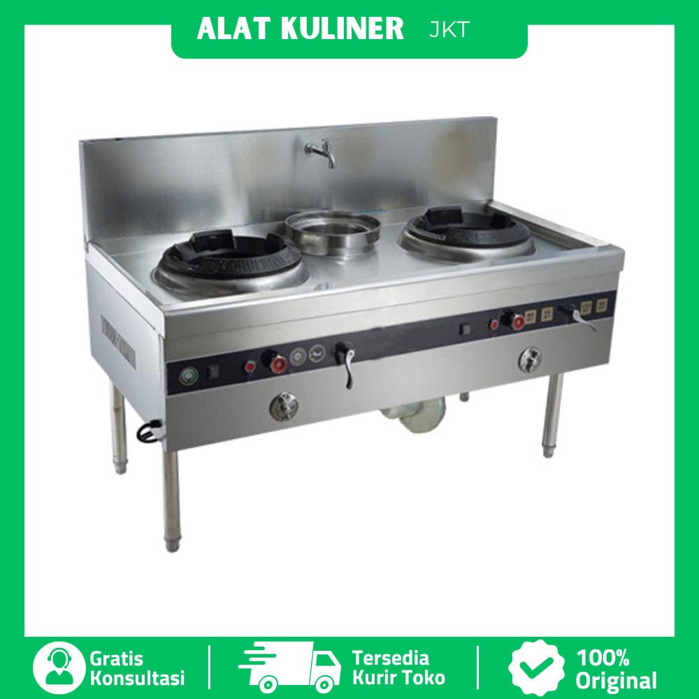 Kwali Range 2 Tungku 1 Soup Kompor 2 Burner 1 Tungku With Blower