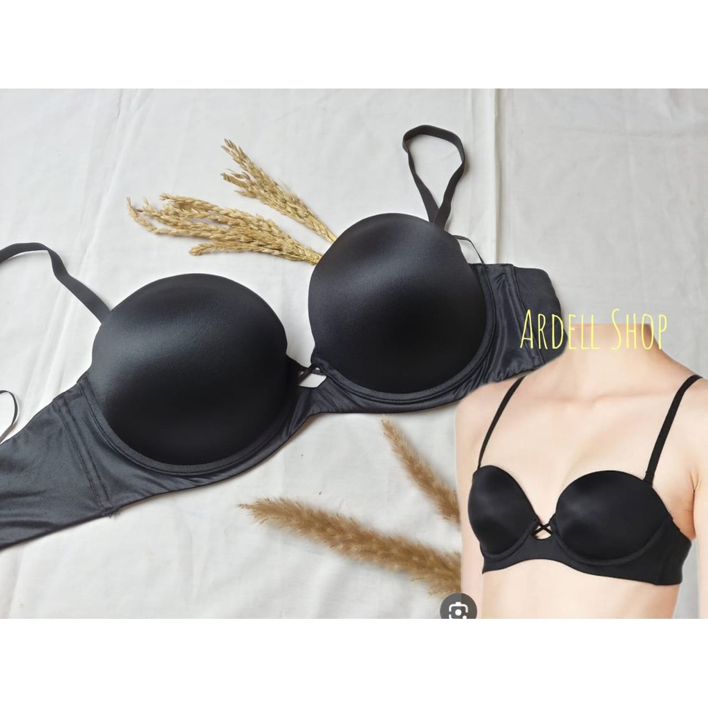 Bra Kemben Maidenform Half Cup Hitam 38B - Polos Strapless, Support Kuat Pakai Kawat - HCB