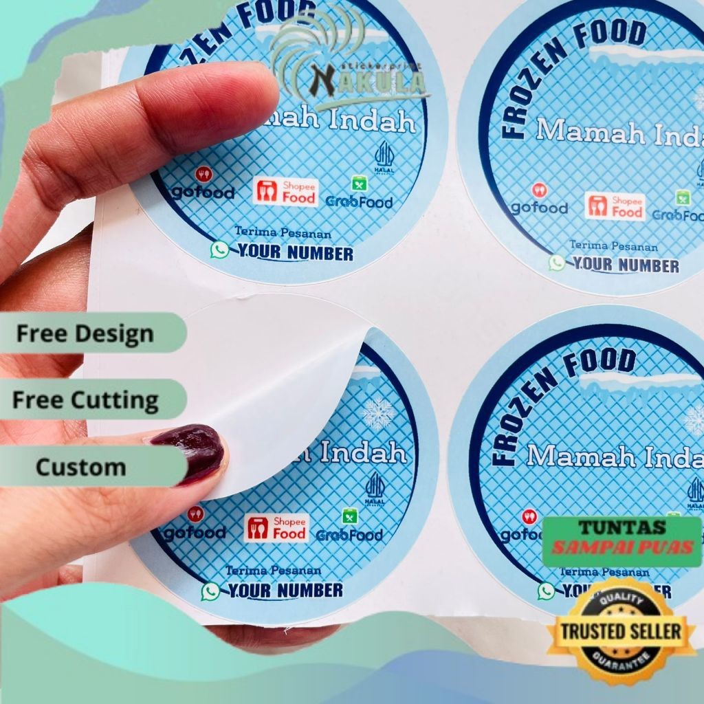 

NKL 2-4 Label Bulat Sticker Print Vinyl Stiker Frozen Food Anti Air Stiker Makanan Beku Custom