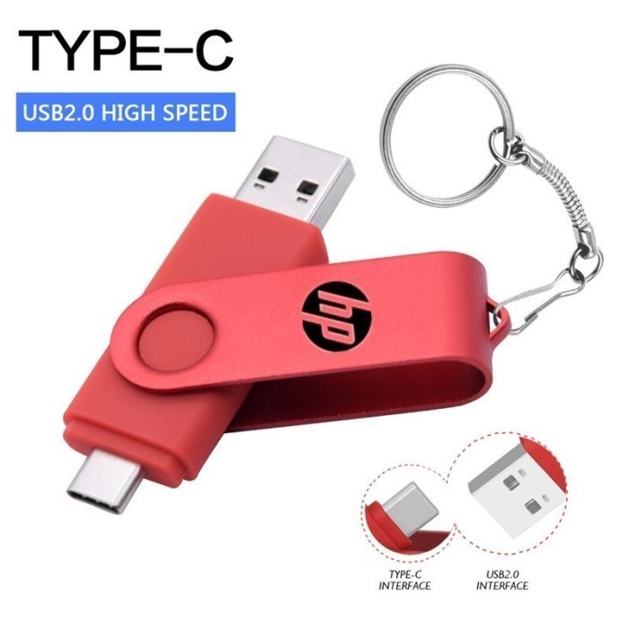 HP FLASHDISK OTG TYPE C USB 2TB FLASH DRIVE ULTRA DUAL USB 3.1 Flashdisk hp dan laptop - Merah 2TB