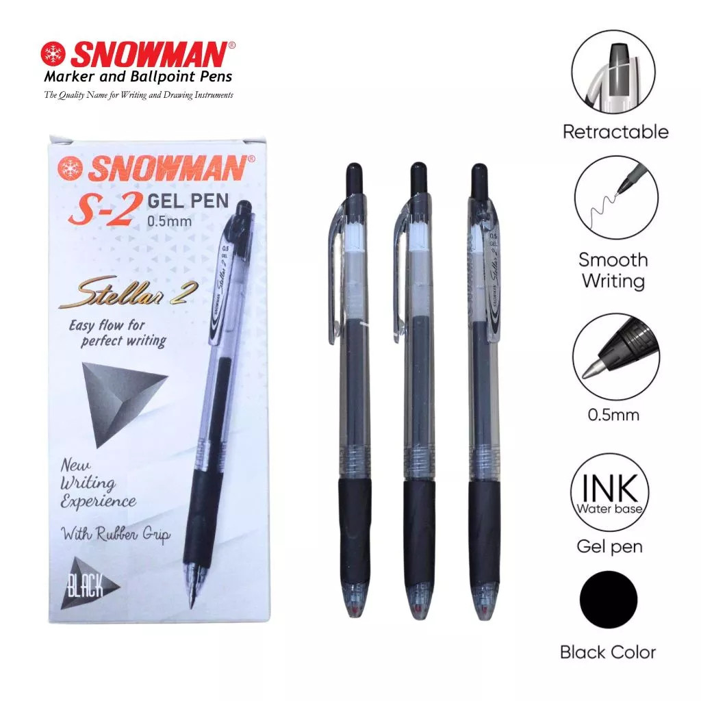 

Pulpen Gel Retractable Snowman 0.5mm S-2 Stellar 2