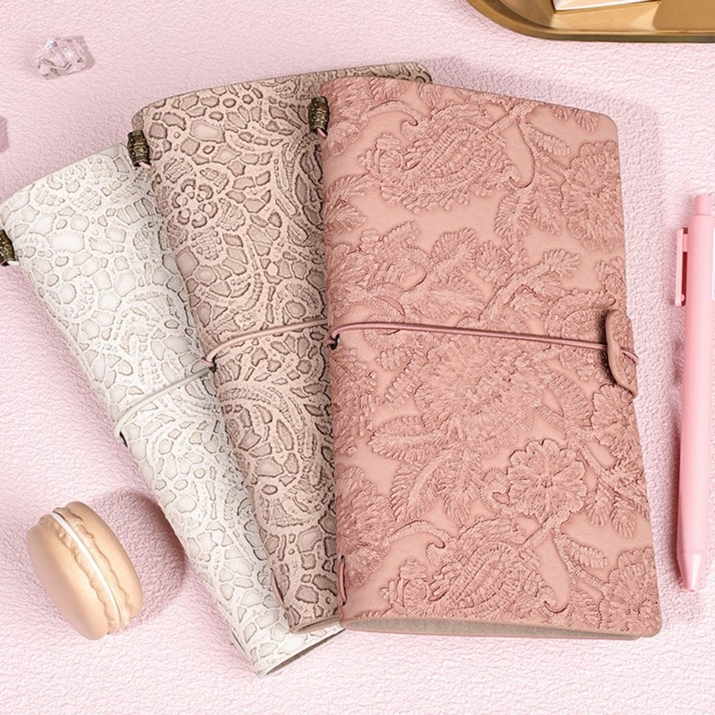 

A6 Vintage Notebook Handbook Notepad Embossed Craft Retro Classic PU Leather Journal with Blank Pages for School Office